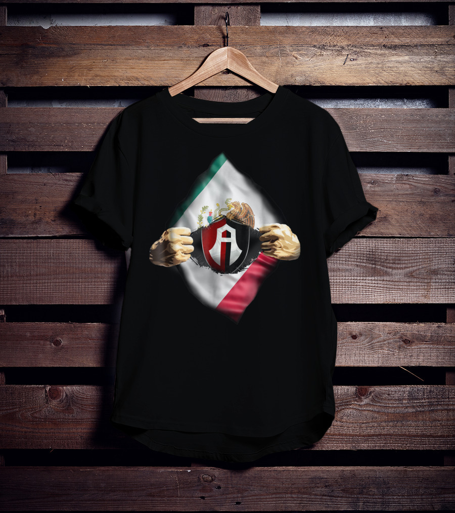 Atlas Heartbeat Love Funny Fan Atlas FC Mexican Flag Emblem T-Shirt