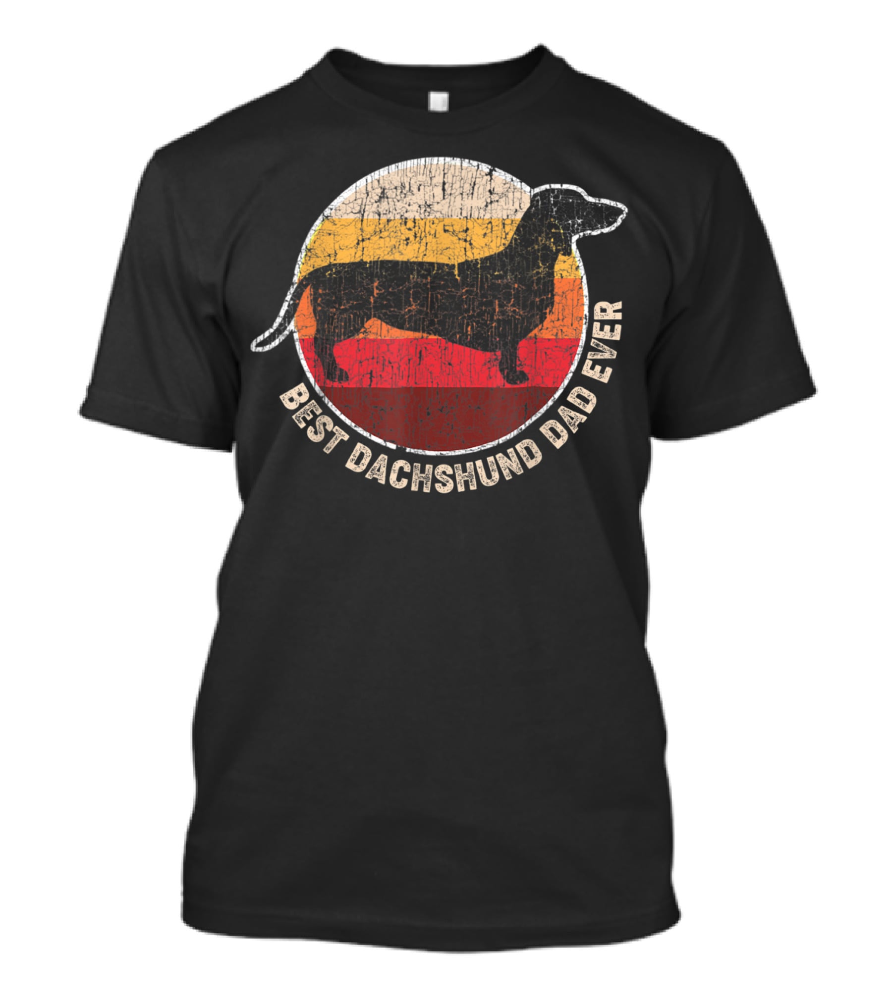 Best Dachshund Dad Ever Retro Silhouette Circle T-Shirt
