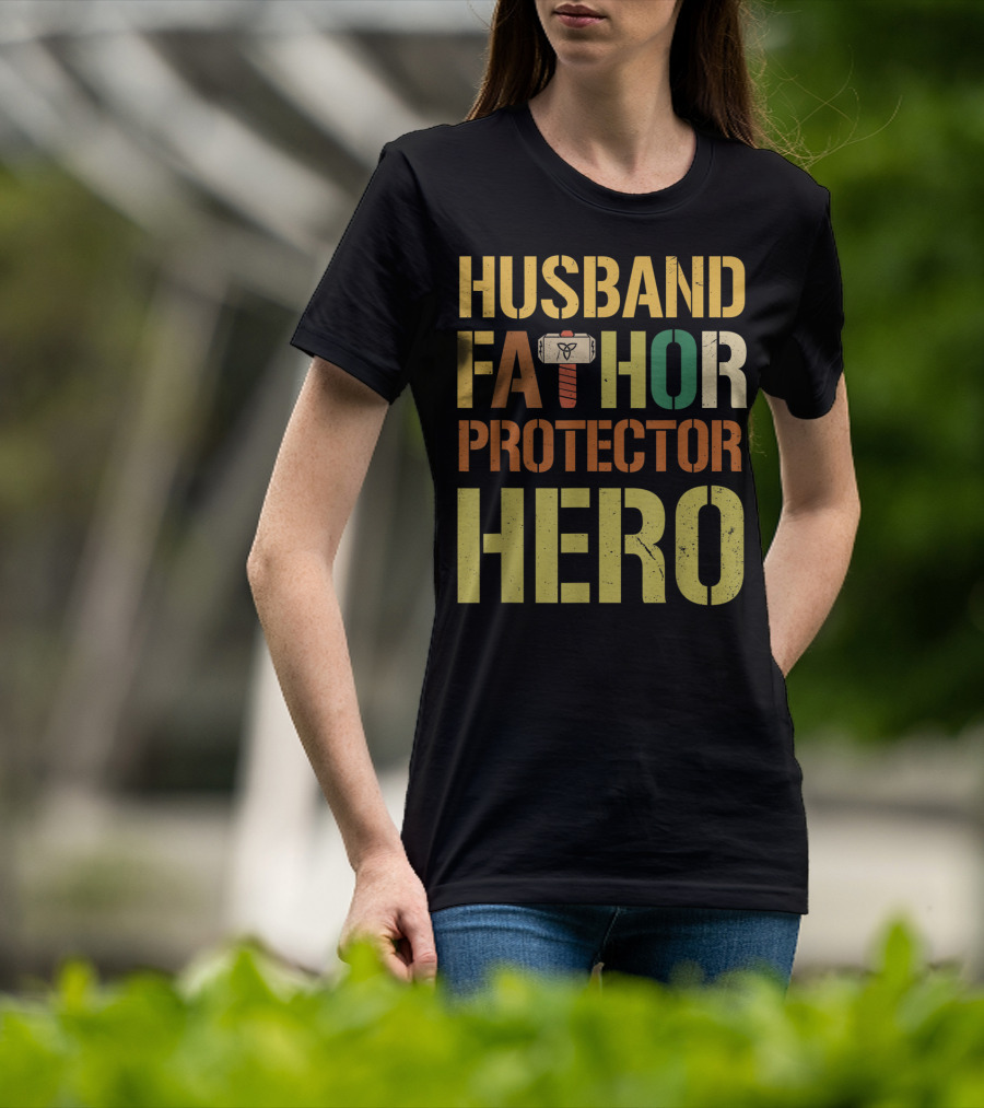 Husband Fathor Hammer Protector Hero T-Shirt