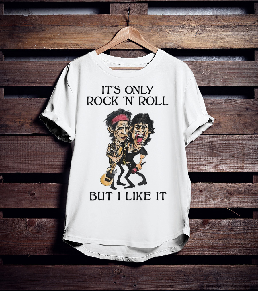 It's Only Rock 'n' Roll But I Like It Cartoon Figures With Guitar And Microphone T-Shirt