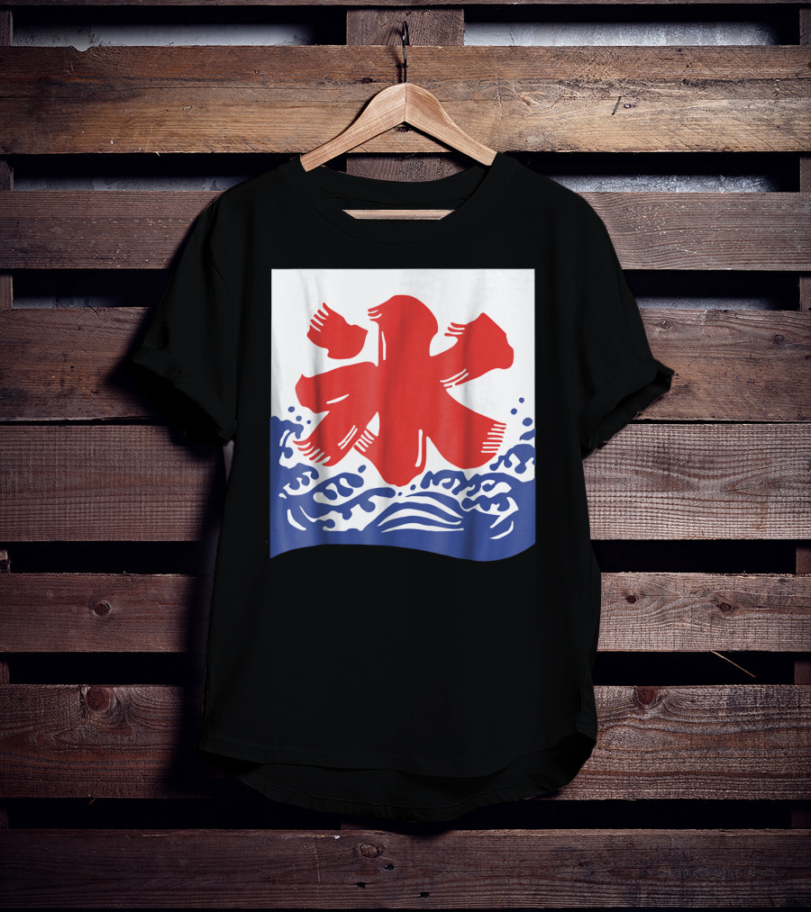 Kakigori Japanese Shaved Ice Kanji Flag With Water Waves T-Shirt