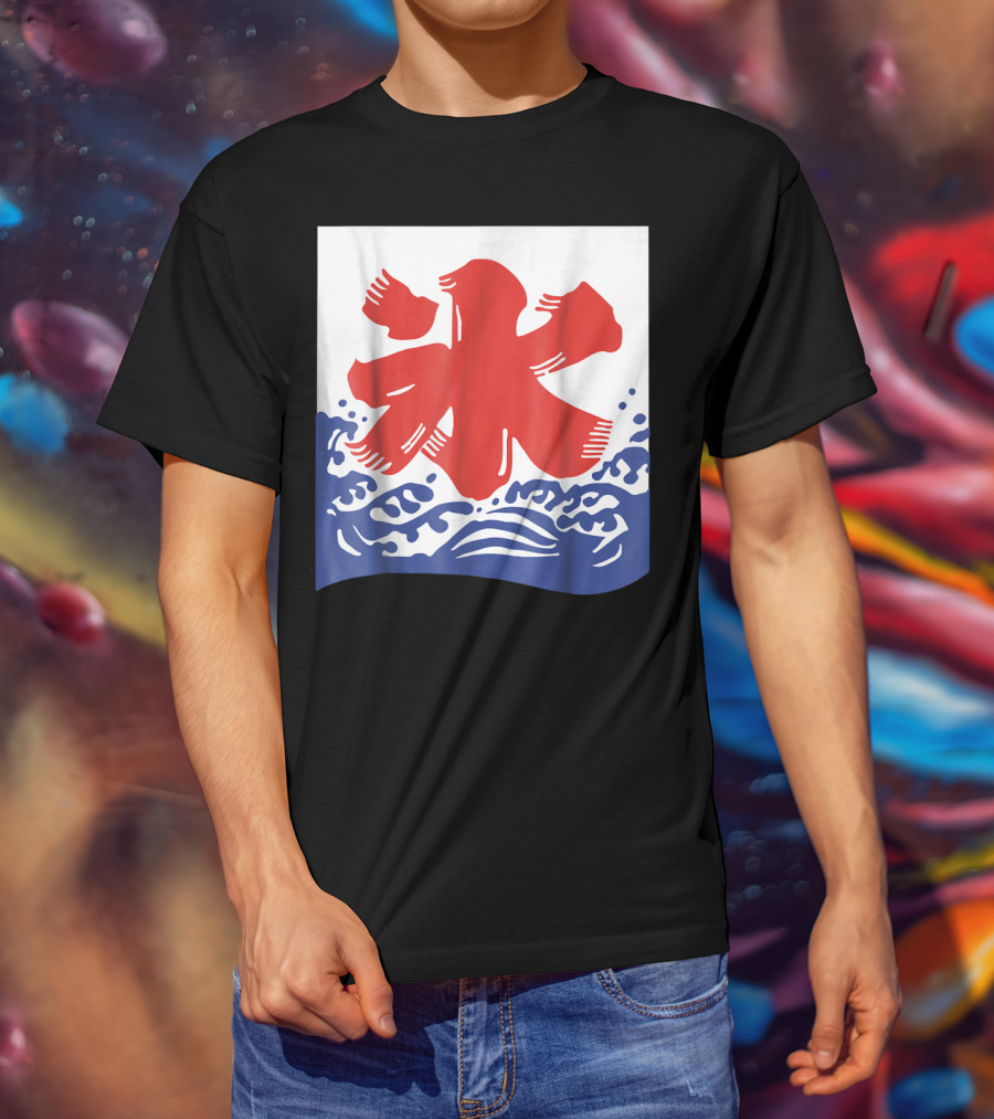 Kakigori Japanese Shaved Ice Kanji Flag With Water Waves T-Shirt