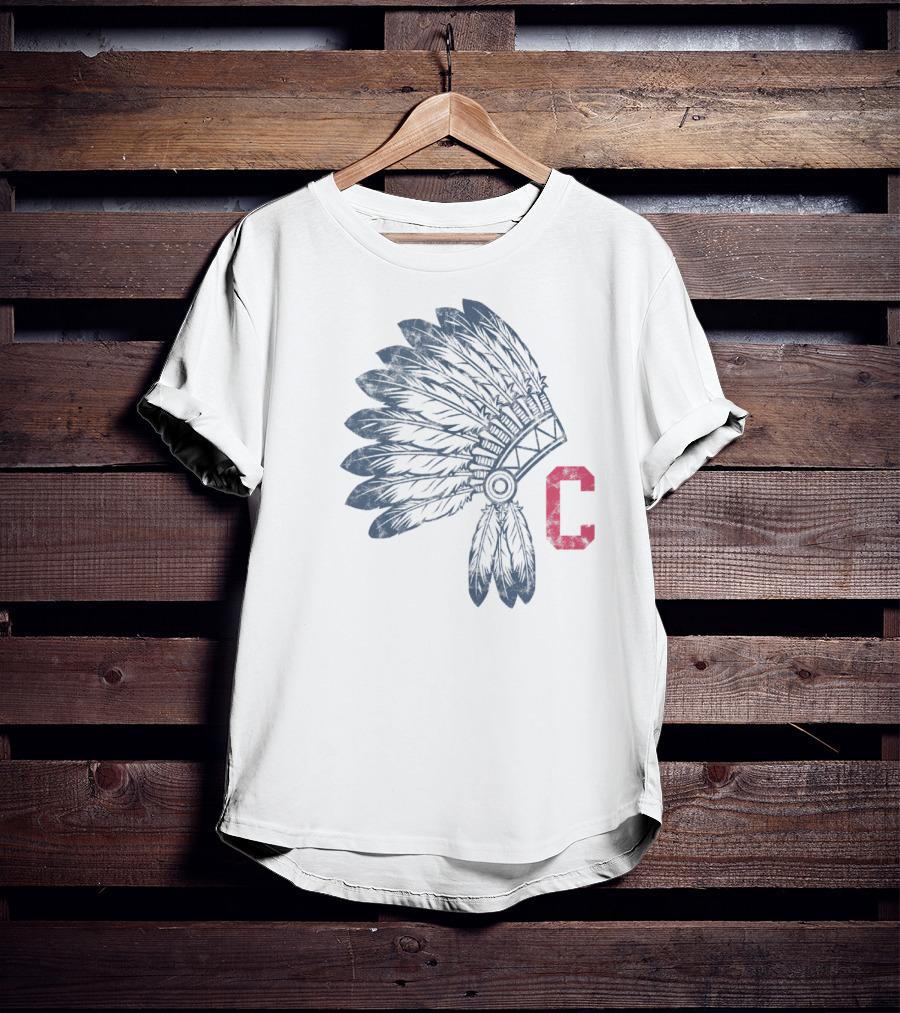 Block C Cleveland Native American Headdress T-Shirt