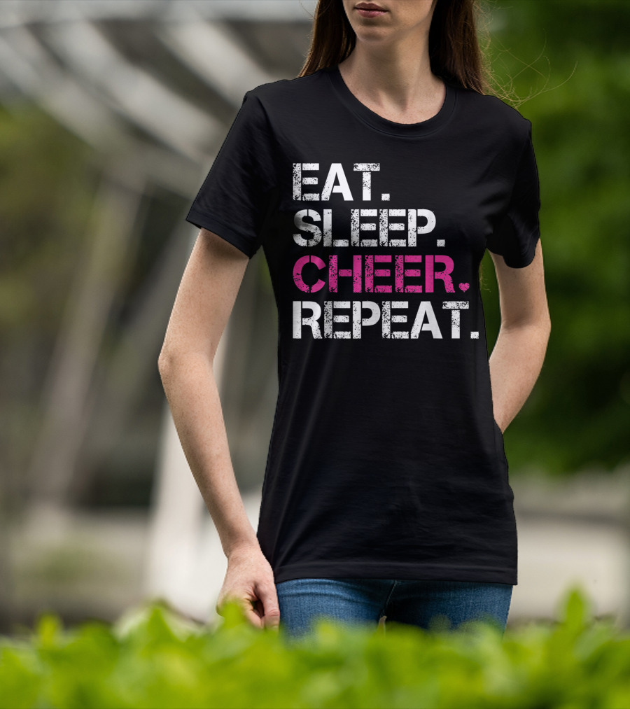 Eat Sleep Cheer Repeat Cheerleading Cheerleader T-Shirt