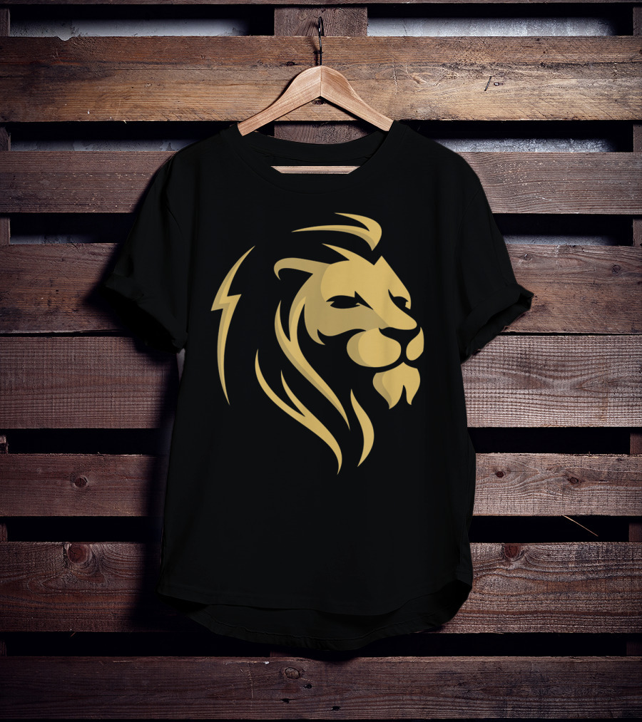 Gold Wilderness Lion Majestic Emblem T-Shirt