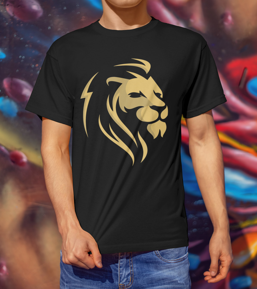 Gold Wilderness Lion Majestic Emblem T-Shirt