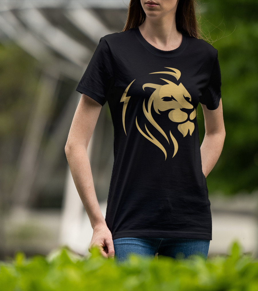 Gold Wilderness Lion Majestic Emblem T-Shirt