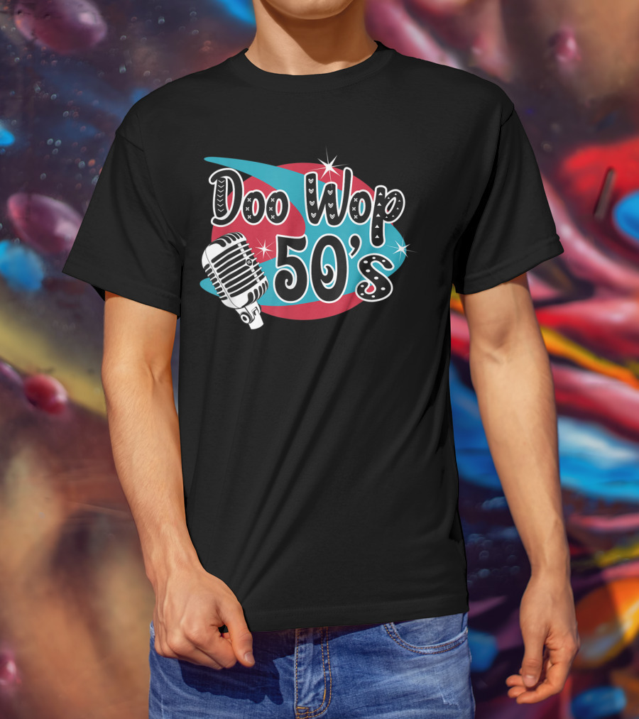 Doo Wop 50's Retro Microphone Sock Hop Rockabilly T-Shirt