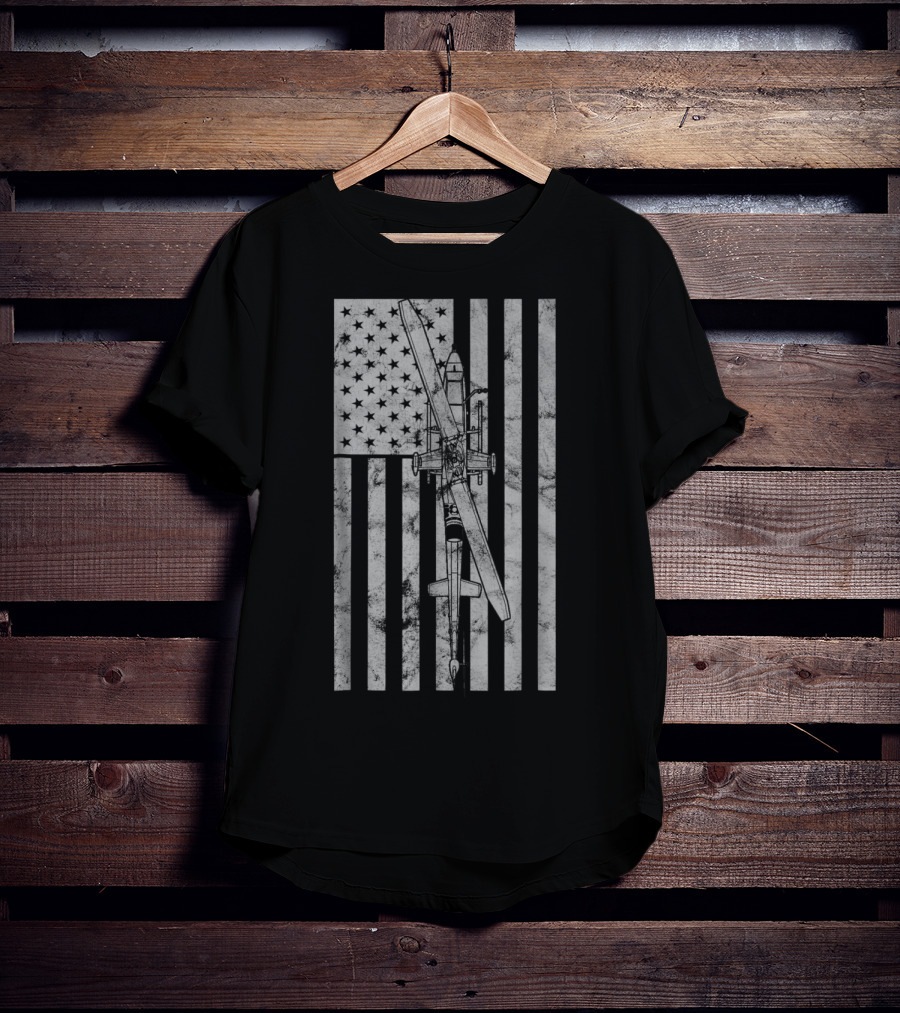 AH 1 Cobra Attack Helicopter American Flag Military Vintage T-Shirt