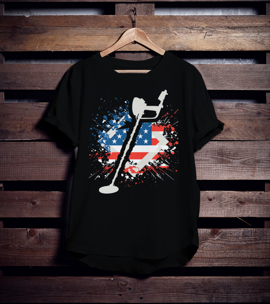 American Pride Patriotic Flag Metal Detector T-Shirt