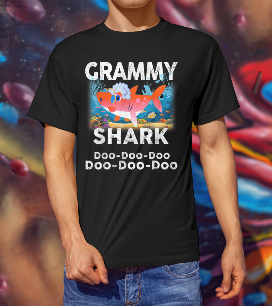 Grammy Shark Doo-Doo-Doo Doo-Doo-Doo Ocean Family T-Shirt