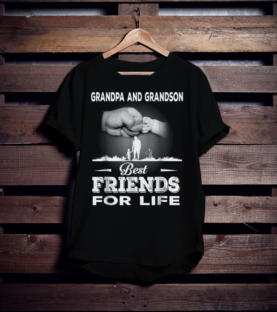 Grandpa And GrandSon Fist Bump Best Friends For Life Generations Together T-Shirt