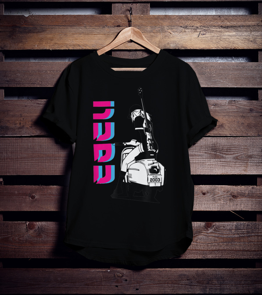 FLCL Fooly Cooly Vespa Rider With Guitar 2003 T-Shirt