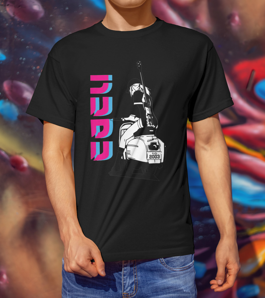 FLCL Fooly Cooly Vespa Rider With Guitar 2003 T-Shirt