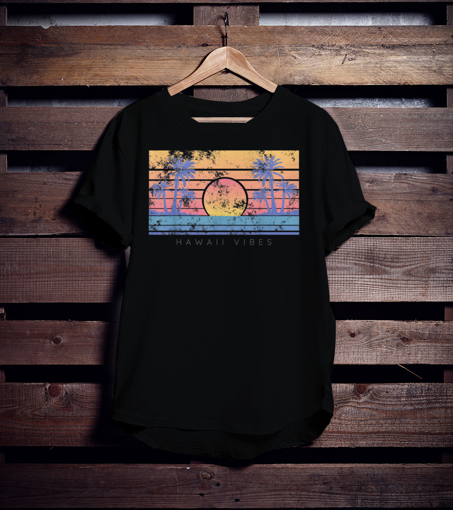 Hawaii Vibes Sunset Palm Trees T-Shirt