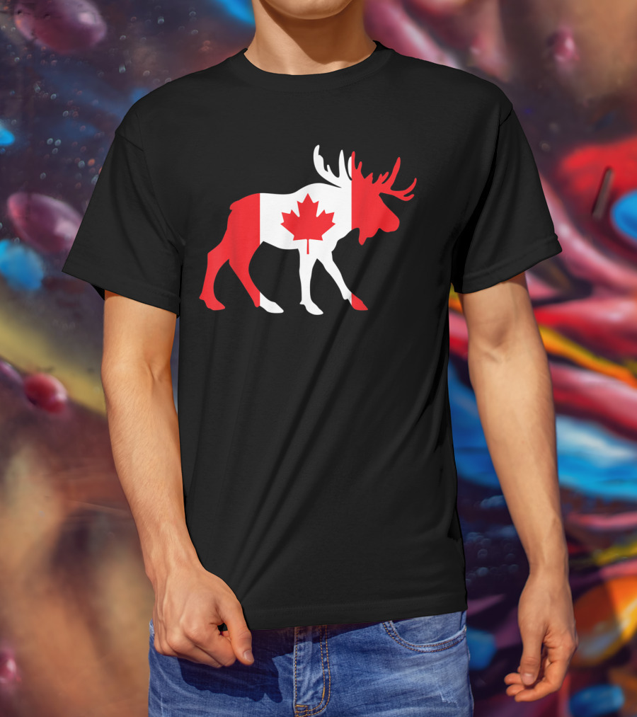 Canada Moose Flag Maple Leaf T-Shirt