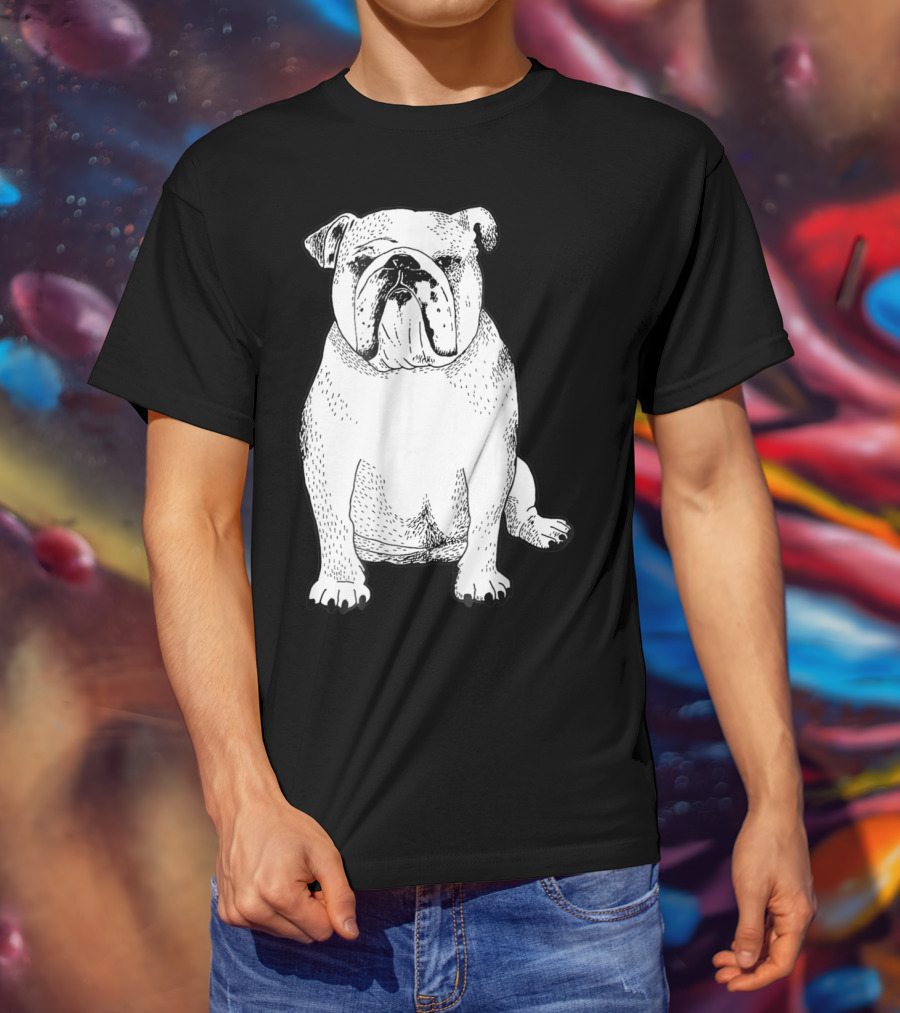 English Bulldog Dog Lover Owner Art Sketch T-Shirt