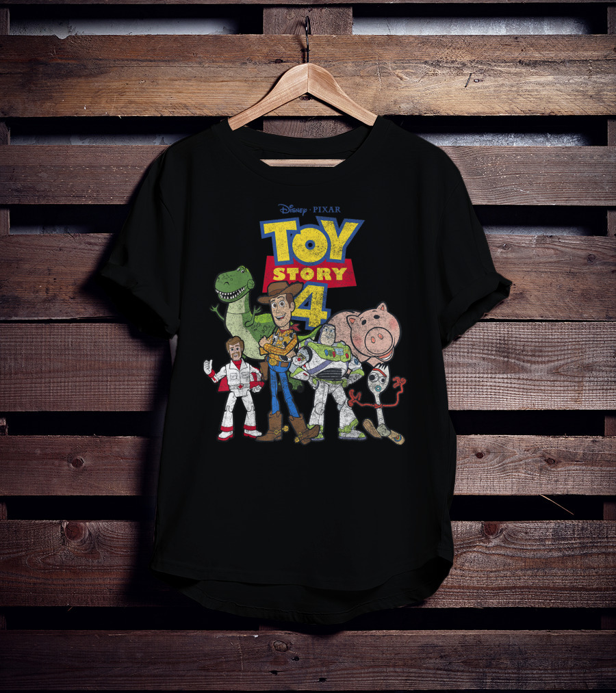 Disney Pixar Toy Story 4 Woody Buzz Rex Hamm Forky Duke Caboom T-Shirt