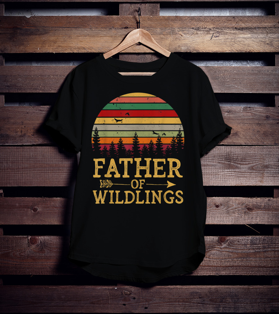 Father Of Wildlings Sunset Vintage Arrow Forest T-Shirt