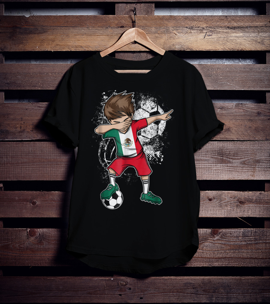 Dabbing Boy Mexico Soccer Mexican Jersey Football Player T-Shirt