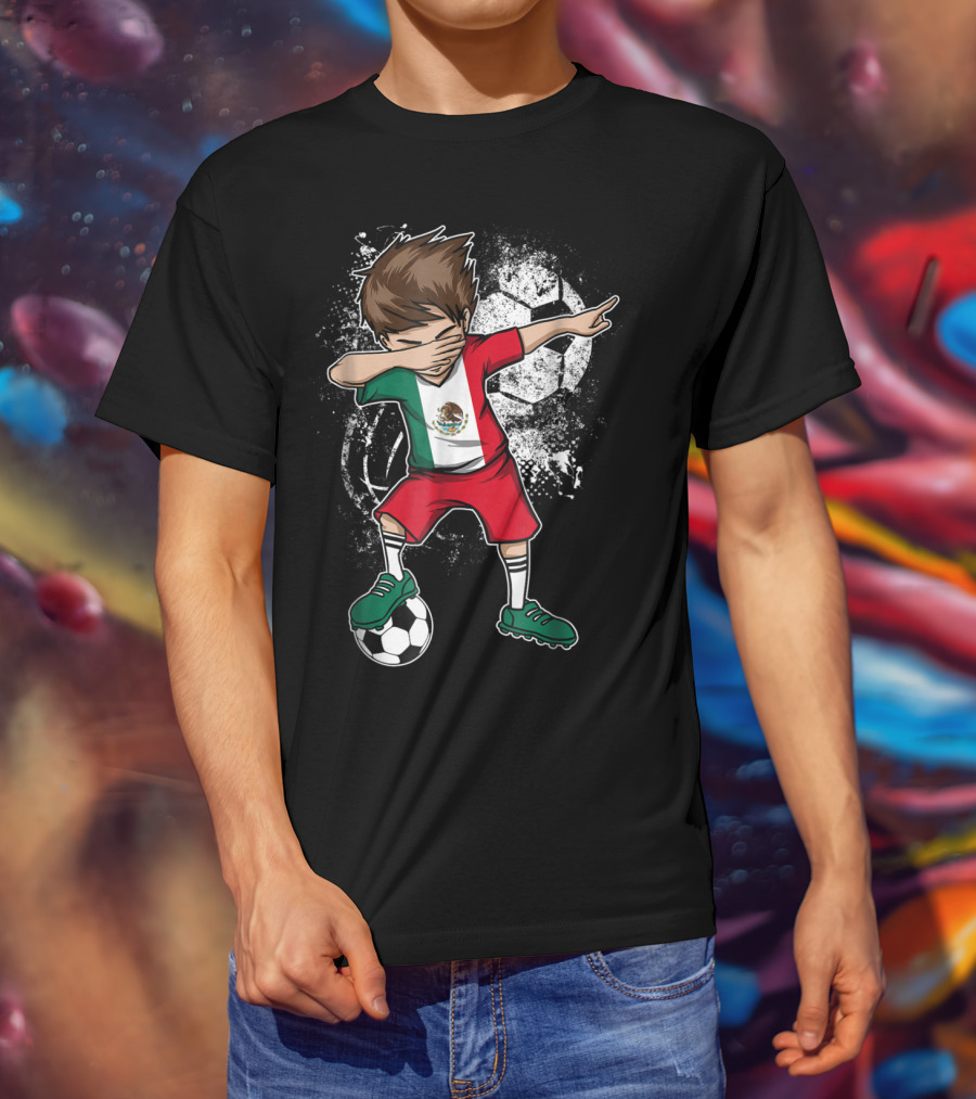 Dabbing Boy Mexico Soccer Mexican Jersey Football Player T-Shirt