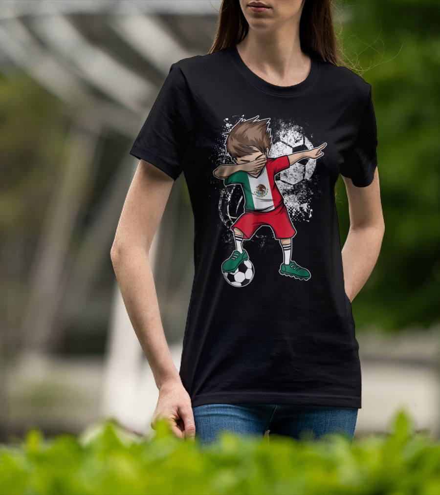 Dabbing Boy Mexico Soccer Mexican Jersey Football Player T-Shirt
