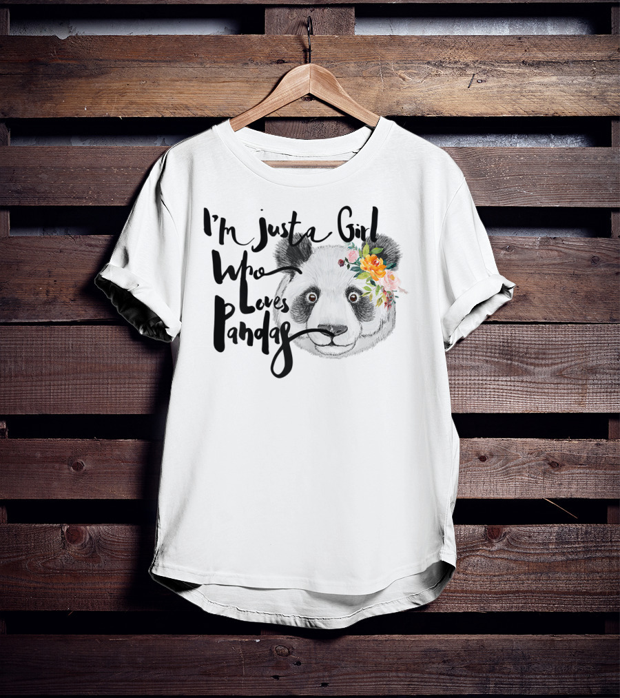 I'm Just A Girl Who Loves Pandas With Floral Crown T-Shirt