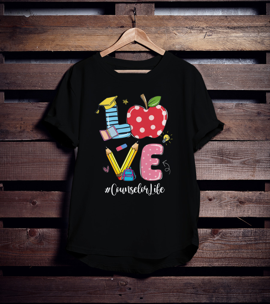 LOVE Apple Pencil School #CounselorLife T-Shirt