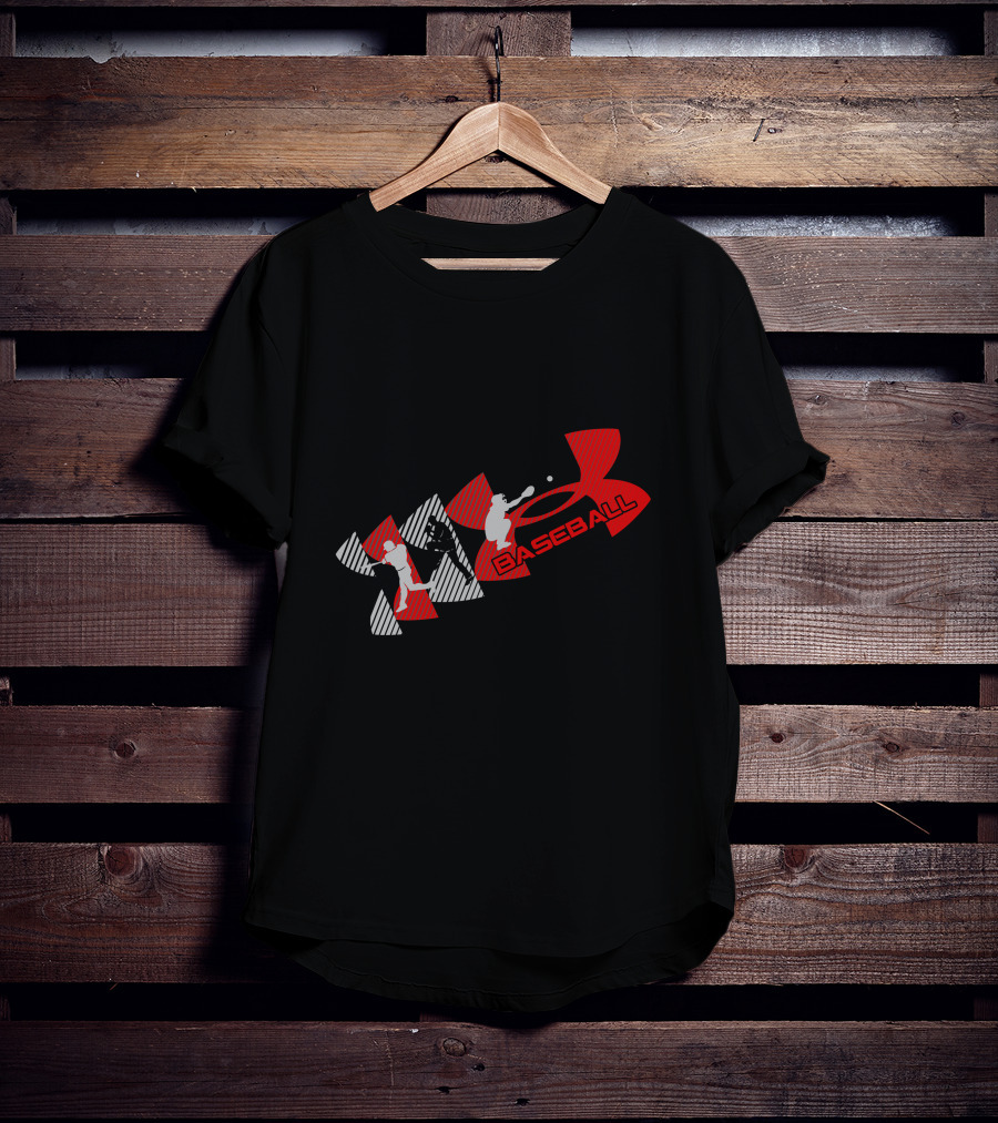 Under Armour Baseball Player Silhouettes Red And Gray T-Shirt