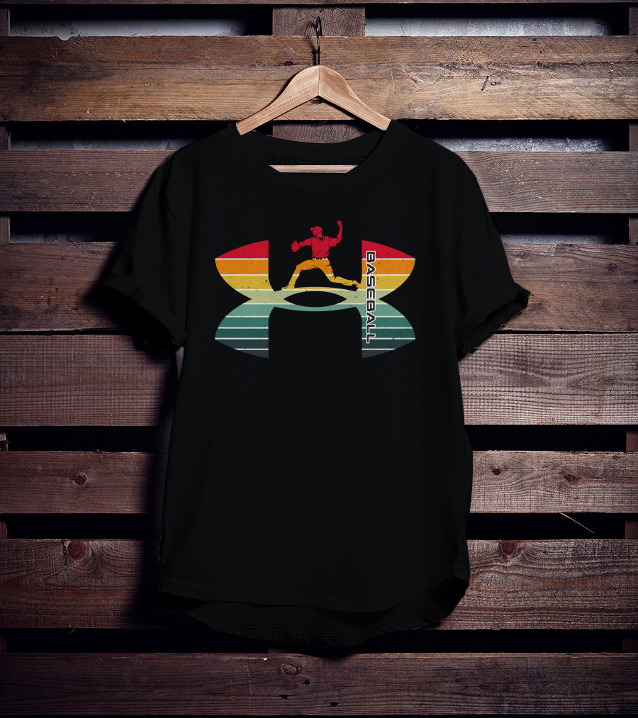 Under Armour Baseball Rainbow Pitcher Retro Vintage T-Shirt