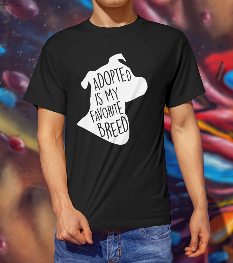 Adopted Is My Favorite Breed Dog Silhouette Outline T-Shirt
