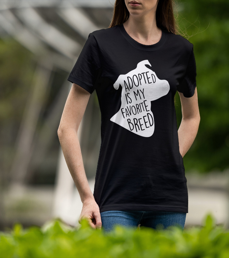 Adopted Is My Favorite Breed Dog Silhouette Outline T-Shirt
