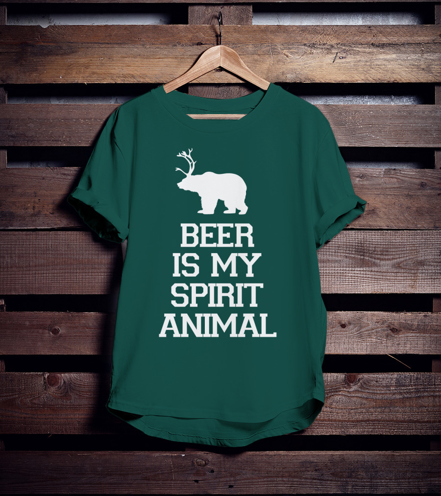 Beer Is My Spirit Animal Bear With Antlers T-Shirt
