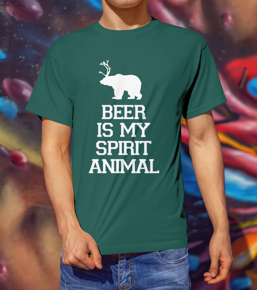 Beer Is My Spirit Animal Bear With Antlers T-Shirt