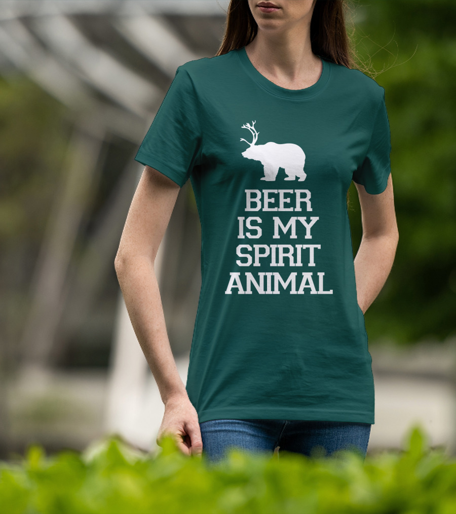 Beer Is My Spirit Animal Bear With Antlers T-Shirt