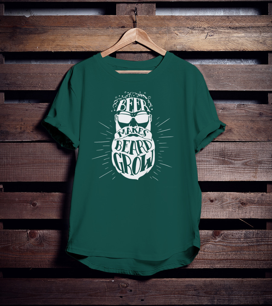 Beer Makes Beard Grow Bubbles And Sunglasses T-Shirt