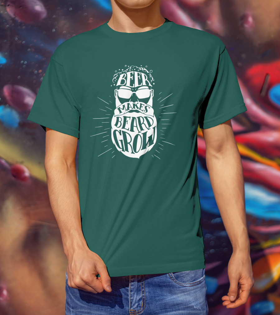 Beer Makes Beard Grow Bubbles And Sunglasses T-Shirt