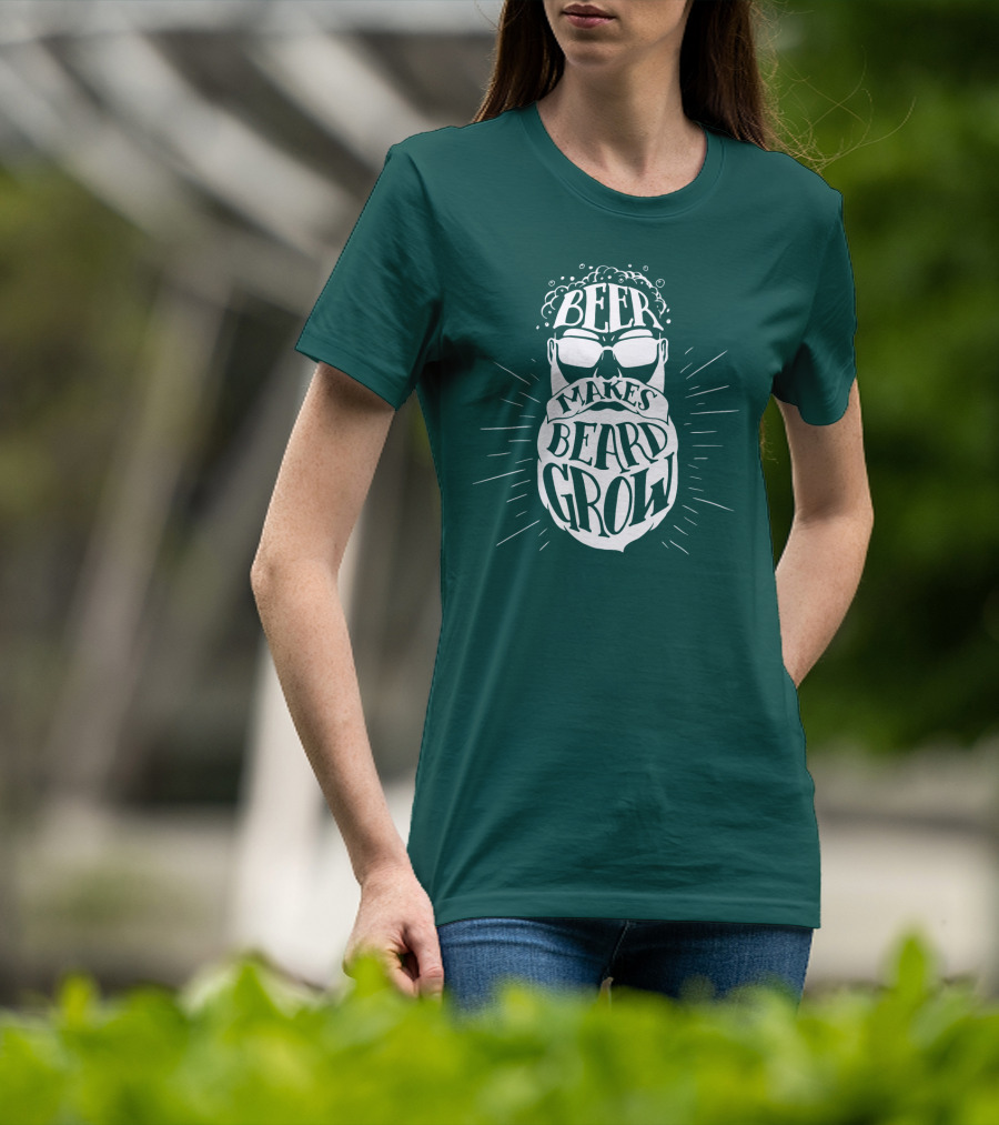 Beer Makes Beard Grow Bubbles And Sunglasses T-Shirt