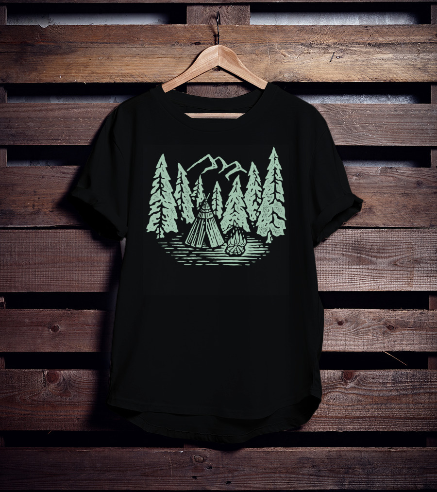Campfire In A Forest Of Jungle Trees T-Shirt