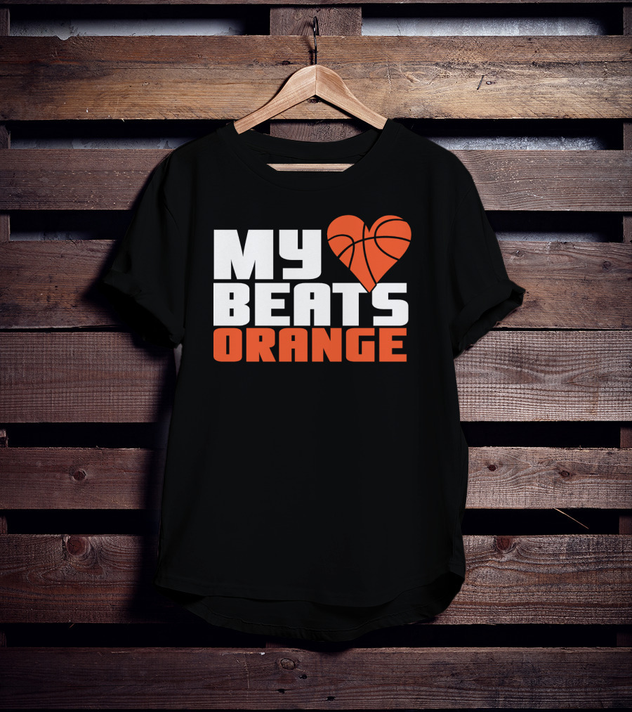 My Heart Beats Orange Basketball T-Shirt