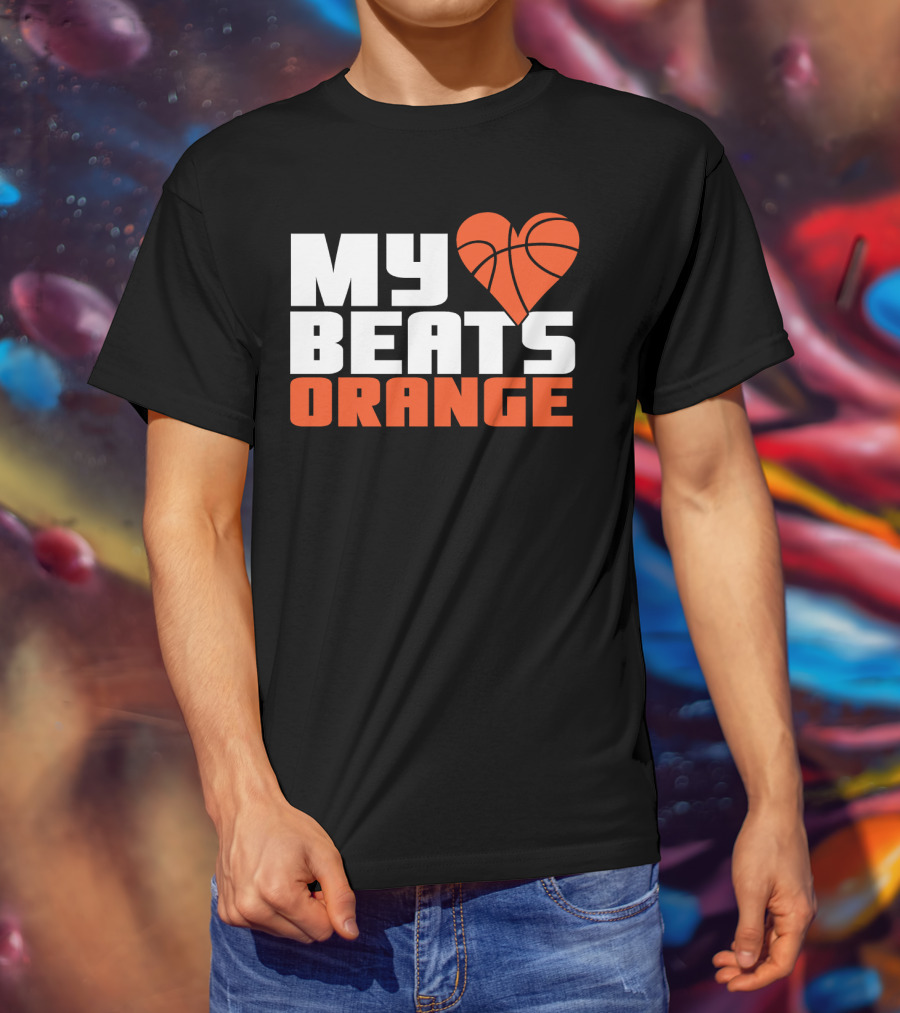 My Heart Beats Orange Basketball T-Shirt