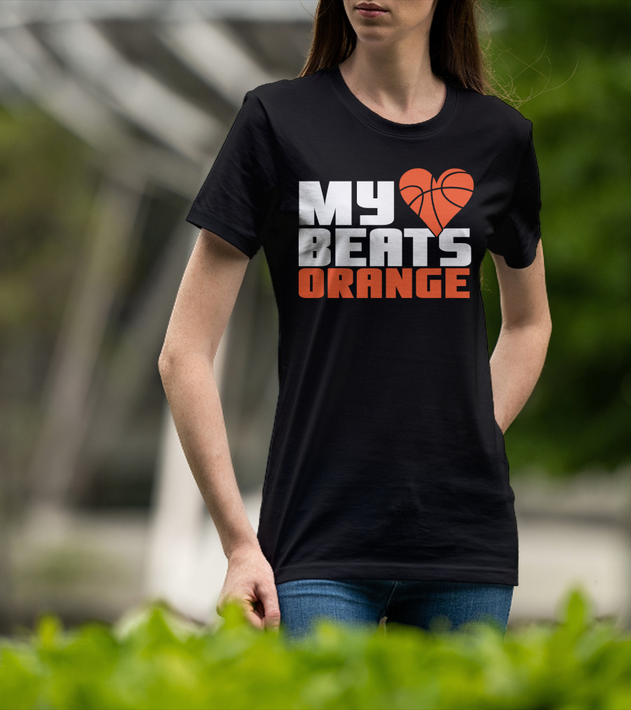 My Heart Beats Orange Basketball T-Shirt