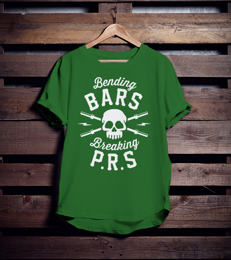 Bending Bars Breaking PRs Skull With Barbells T-Shirt