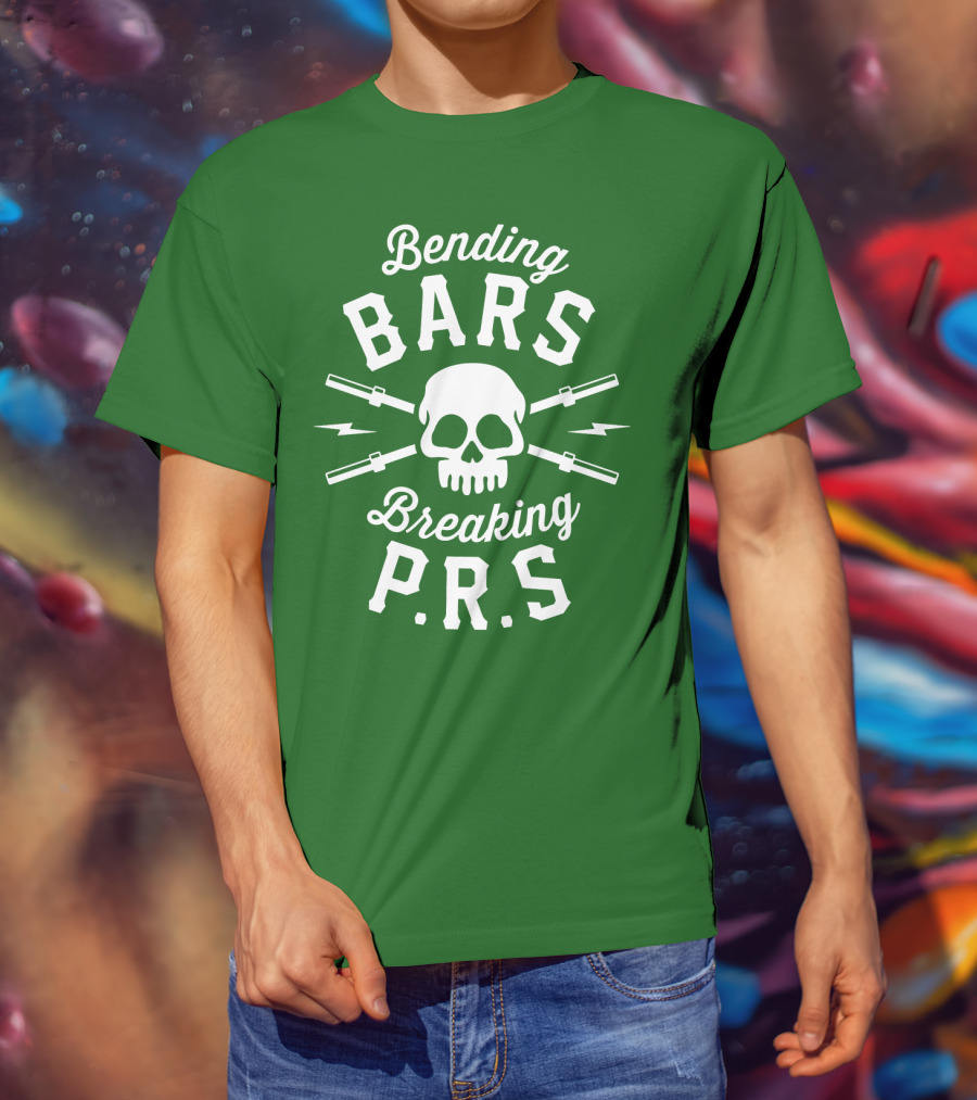 Bending Bars Breaking PRs Skull With Barbells T-Shirt