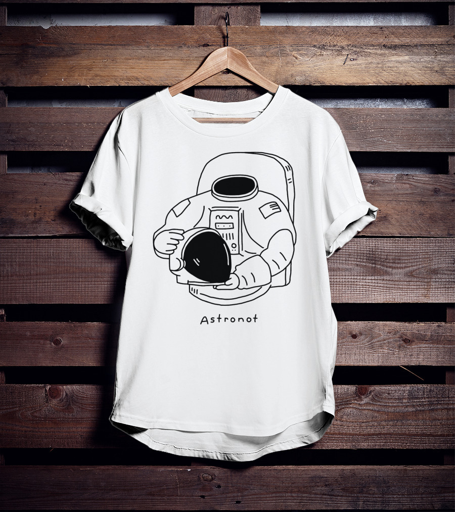 Astronot Spacesuit Holding Helmet With American Flag Patch T-Shirt
