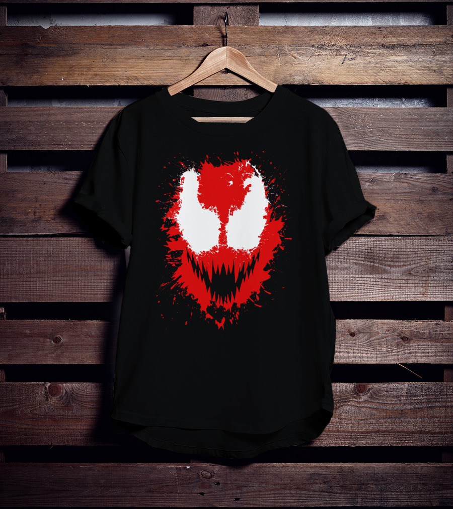 Carnage Marvel Villain Symbiote Red And Black Iconic Mask T-Shirt
