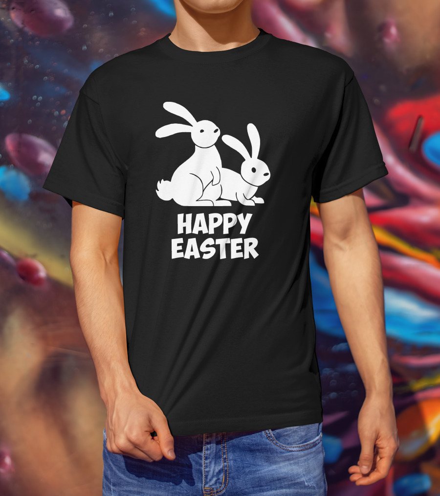 Happy Easter Bunnies Rabbit Pair T-Shirt
