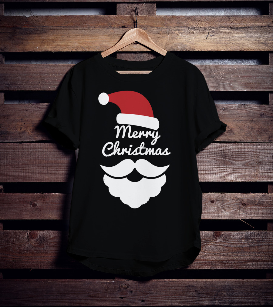 Merry Christmas Santa Hat And Beard T-Shirt