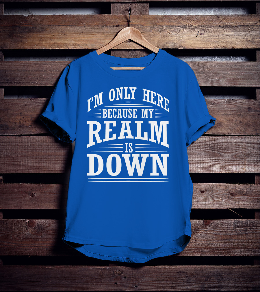 I'm Only Here Because My Realm Is Down Gaming Humor T-Shirt