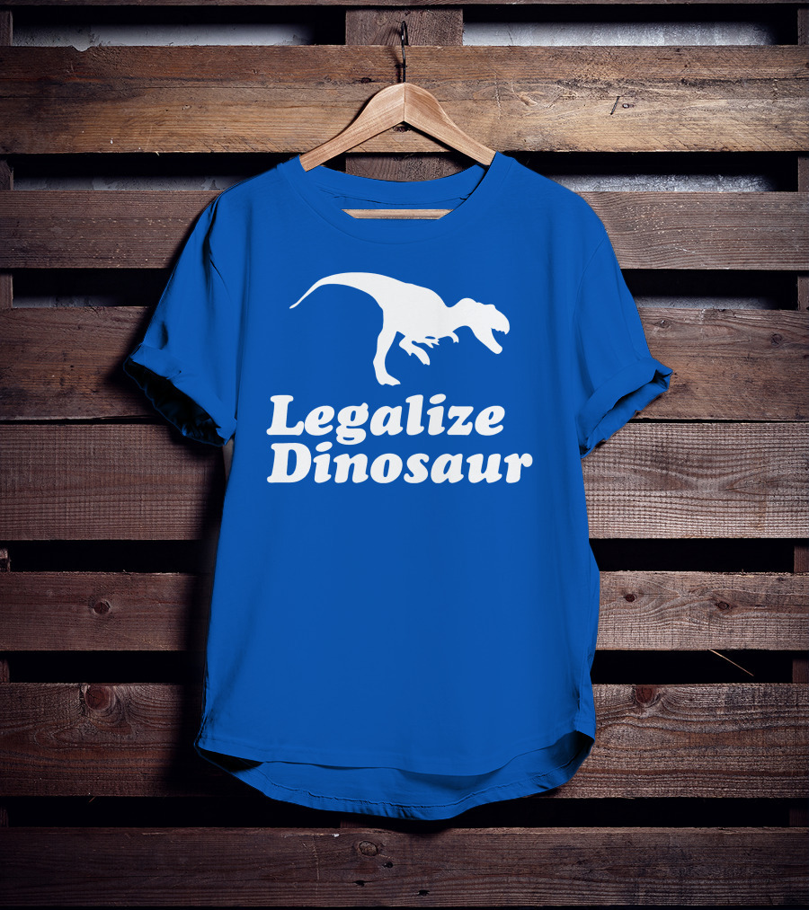 Legalize Dinosaur T-Rex Silhouette On Blue T-Shirt